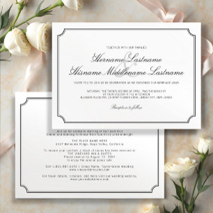 Classic Elegant All-In-One White Simple Wedding Invitation