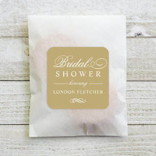 Classic Elegant Antique Gold Wedding Bridal Shower Square Sticker