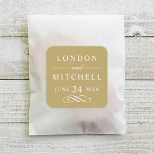 Classic Elegant Antique Gold Wedding Monogram Square Sticker