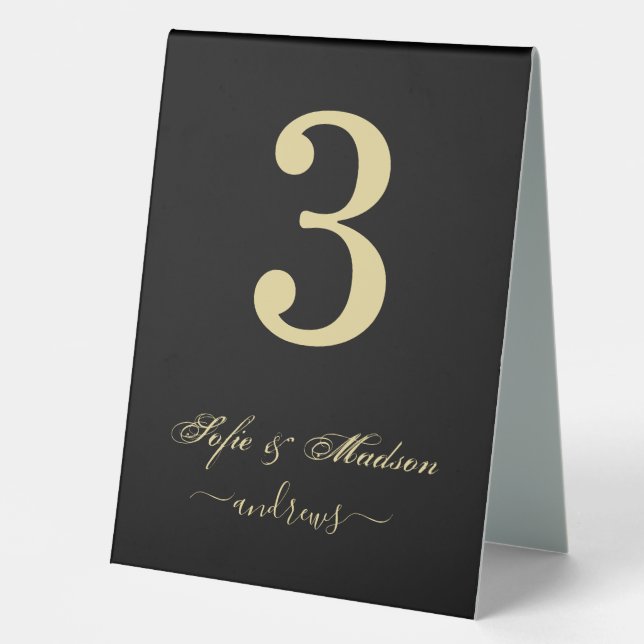 Classic Elegant Antique Gold Wedding Table Number (Front)