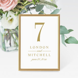 Classic Elegant Antique Gold Wedding Table Number