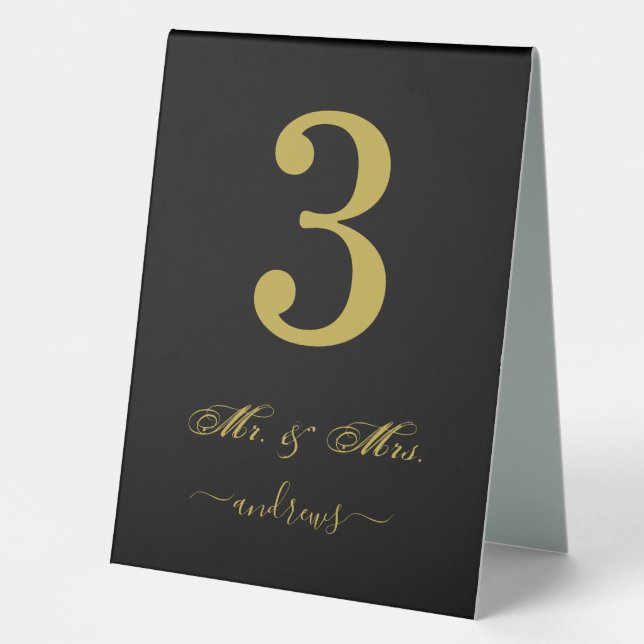 Classic Elegant Antique Gold Wedding Table Number (Front)