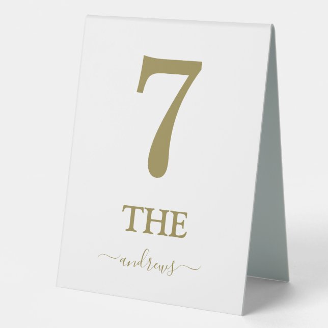 Classic Elegant Antique Gold Wedding Table Number (Front)