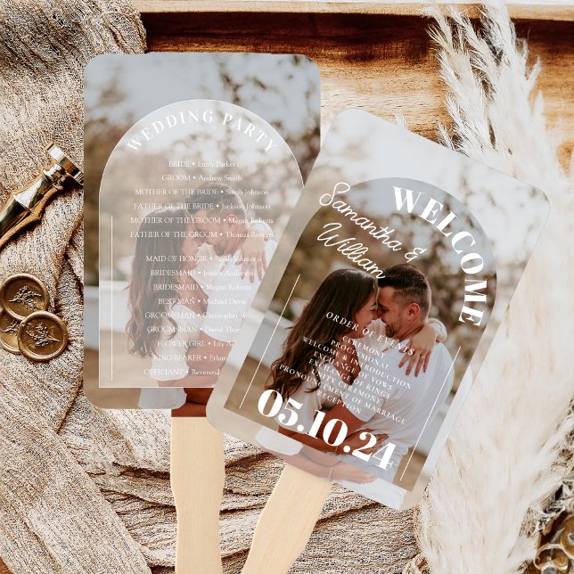 Classic Elegant Arch Photo Wedding Program Hand Fan (Creator Uploaded)
