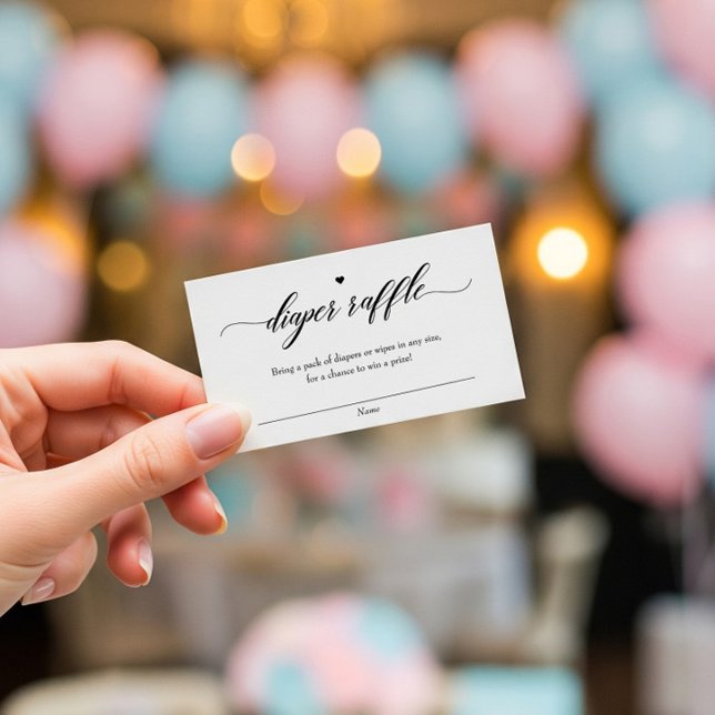 Classic Elegant Baby Shower Diaper Raffle Ticket Card (Creator Uploaded)