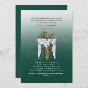 Classic Elegant BAPTISM Invite Emerald Green