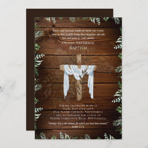 Classic Elegant BAPTISM Invite Rustic Wood