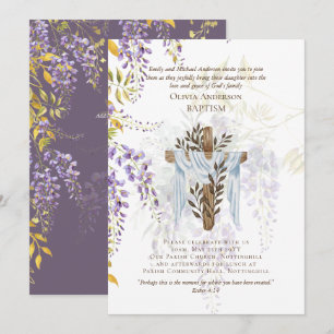 Classic Elegant BAPTISM Invite Wisteria Purple