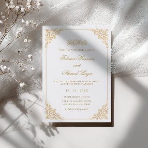 Classic Elegant Baroque Gold Frame Muslim Wedding Invitation
