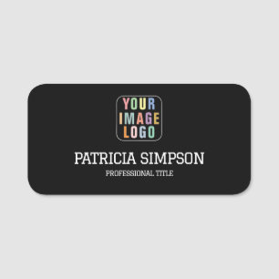Classic Elegant Black and White Logo Name Tag