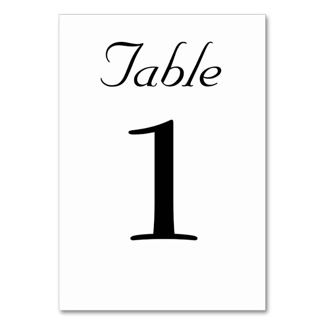 Classic Elegant Black and White Rustic Wedding  Table Number (Front)