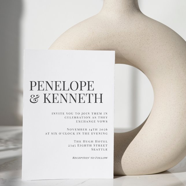 Classic Elegant Black and White Typography Wedding Invitation (Creator Uploaded)