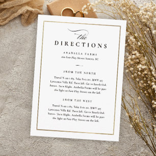 Classic Elegant Black and White Wedding Directions Enclosure Card