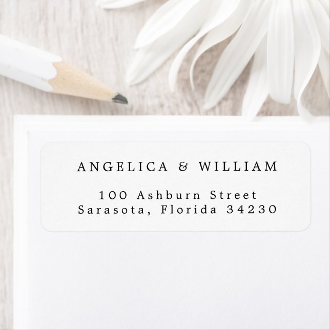 CLASSIC ELEGANT BLACK AND WHITE WEDDING INVITATION RETURN ADDRESS LABEL (Insitu)