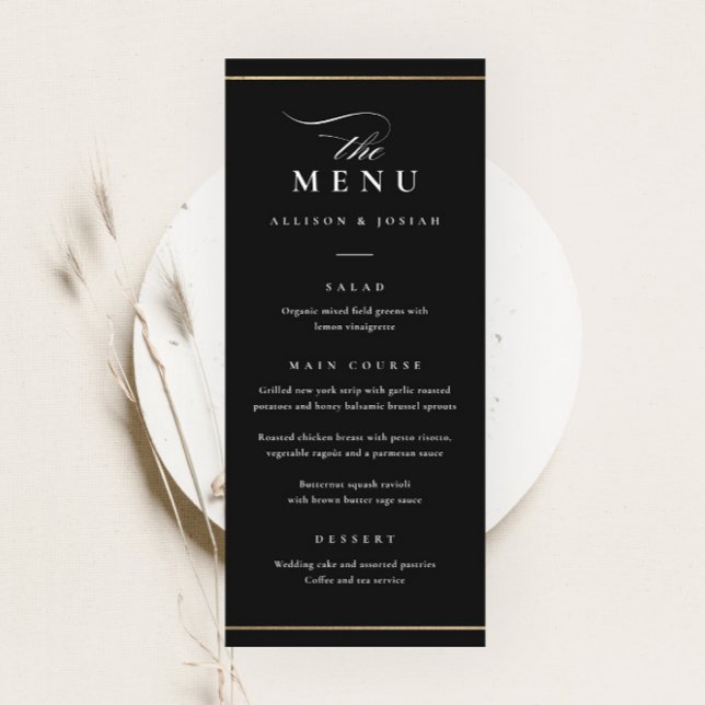 Classic Elegant Black and White Wedding Menu (Creator Uploaded)