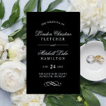 Classic Elegant Black and White Wedding Programs<br><div class="desc">Formal black and white wedding ceremony program design features beautiful typography that combines a traditional flourished calligraphy script with classic block lettering on a black background. Includes a decorative scroll design accent. The custom text can be fully personalised for your wedding day. Note, these folded sheet programs arrive flat and...</div>
