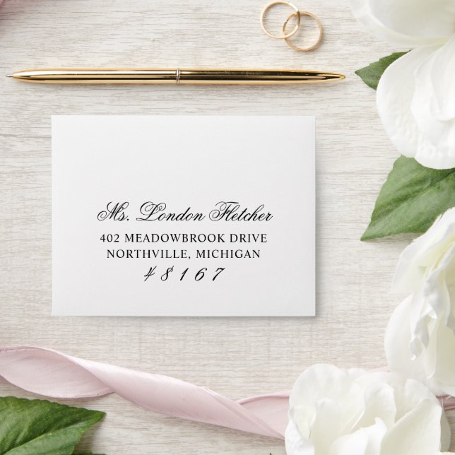Classic Elegant Black and White Wedding Response Envelope (Wedding)