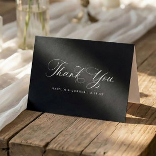 Classic Elegant Black and White Wedding Thank You Card