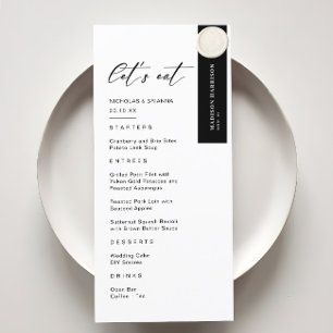 Classic Elegant Black and White Winter Wedding Menu