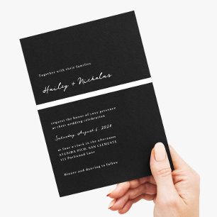 Classic Elegant Black Bold Heading Photo Wedding Invitation
