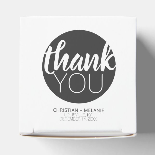 Classic Elegant Black Circle Thank You Wedding Favour Box (Top)