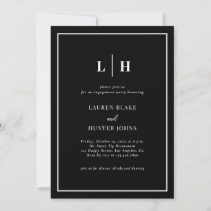Classic Elegant Black Engagement Party  Invitation