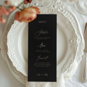 Classic Elegant Black Gold Calligraphy Wedding Menu