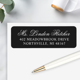 Classic Elegant Black Wedding Return Address Label