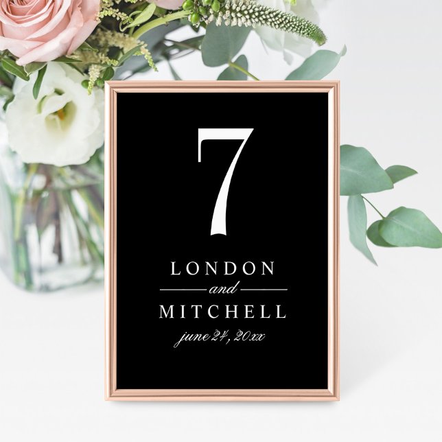 Classic Elegant Black Wedding Table Number (Creator Uploaded)