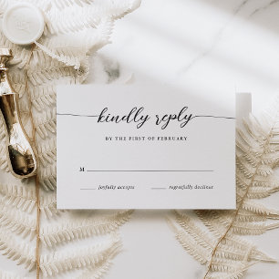 Classic Elegant Black & White Calligraphy Script RSVP Card