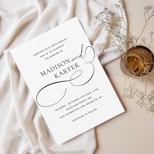 Classic Elegant Black White Infinity And Wedding Invitation (Creator Uploaded)