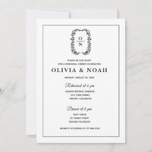 CLASSIC ELEGANT BLACK &WHITE REHARSAL DINNER INVITATION