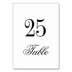 Classic Elegant Black White Wedding Table Number