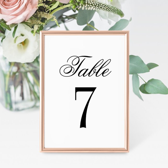 Classic Elegant Black White Wedding Table Number (Creator Uploaded)