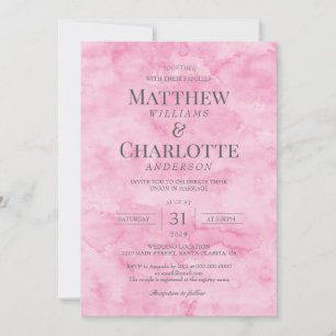 Classic Elegant Blossom Pink Wedding Invitation