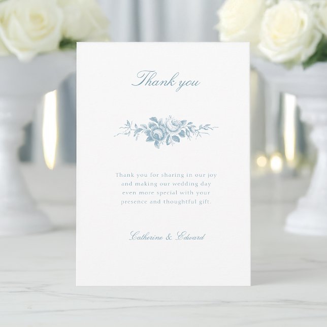 Classic Elegant Blue and White Floral  Thank You Card (Creator Uploaded)