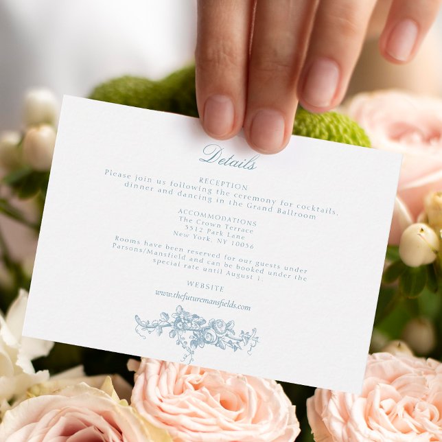 Classic Elegant Blue and White Floral Toile Enclosure Card (Creator Uploaded)