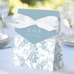 Classic Elegant Blue and White Floral Toile Favour Box