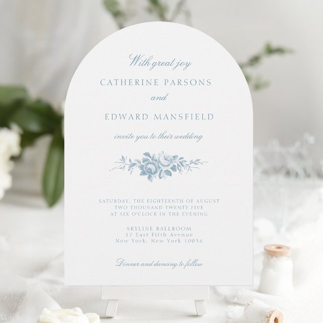 Classic Elegant Blue and White Floral Toile Invitation (Creator Uploaded)