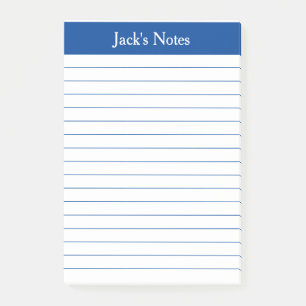 Classic Elegant Blue Lined Personalised Post-it Notes