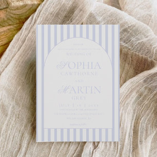 Classic Elegant Blue Striped Wedding Invitation