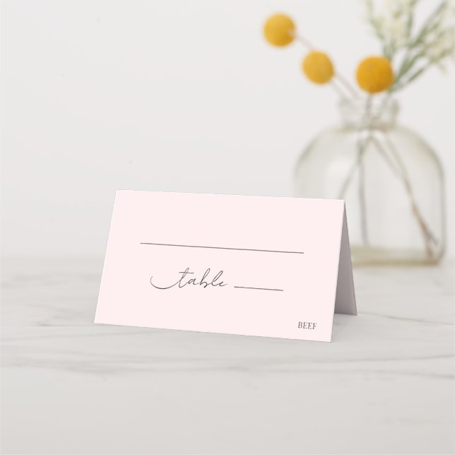 Classic Elegant Blush Pink Chic Wedding Place Card (Front)