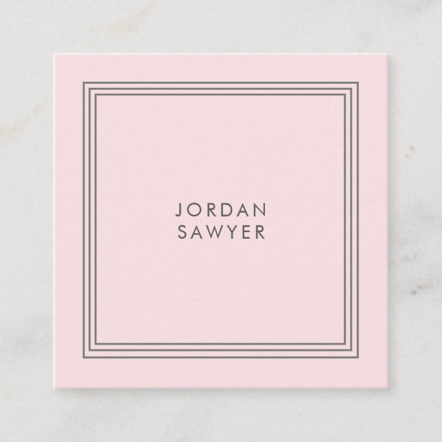 Classic Elegant Blush Pink Triple Frame Square Business Card (Front)