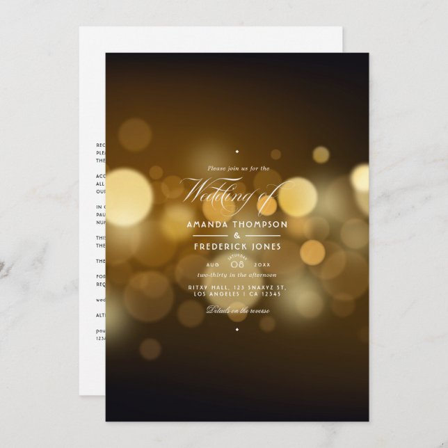 Classic Elegant Bokeh Wedding Invitation (Front/Back)