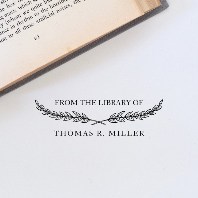 Classic Elegant Botanical Custom Name Library Rubber Stamp (Creator Uploaded)