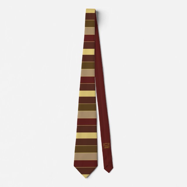 CLASSIC ELEGANT BROWN GOLD STRIPE PATTERN FOR HIM TIE (Front)