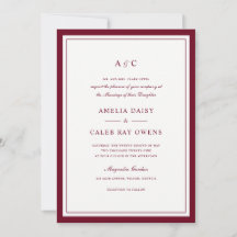 Classic Elegant Burgundy Border Frame Wedding