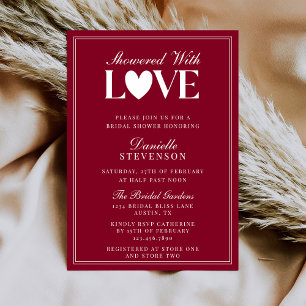 Classic Elegant Burgundy Valentines Bridal Shower Invitation