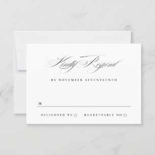 Classic Elegant Calligraphy Black Tie Wedding RSVP Card