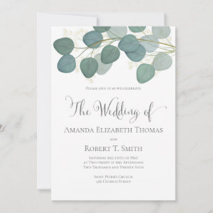Classic Elegant Calligraphy Eucalyptus Greenery Invitation